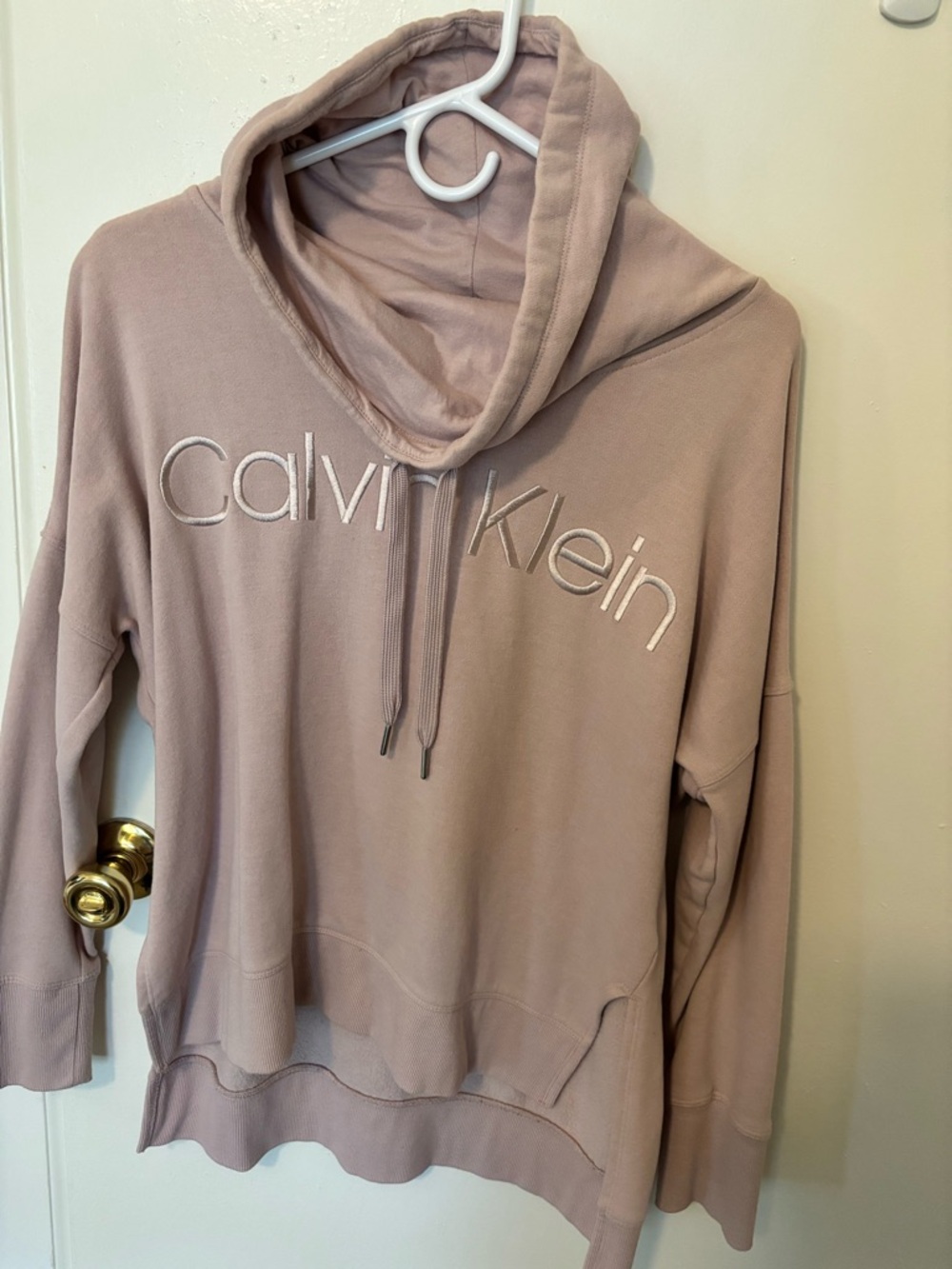 Calvin Klein Blush Pink Cowl-Neck Hoodie